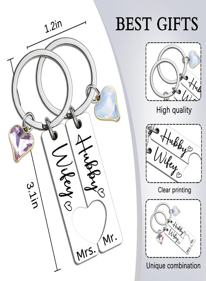 MOEXUKO Mr and Mrs Gifts Engagement Gifts for Women Wedding Gift for Newlyweds Hubby and Wifey Keychain for Bride Groom Bridal Shower Gift for Bride Newly Couple Anniversary Wedding Shower Keyring - Image 2